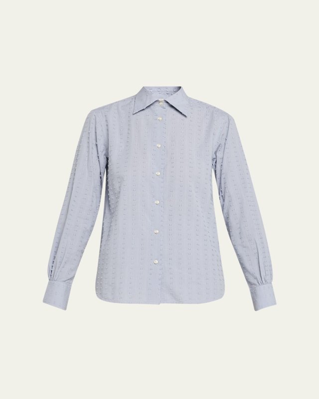 Ella Long-Sleeve Textured Japanese Cotton Shirt
